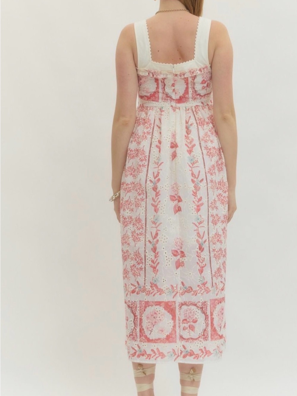 LOVE! NWT Americana Hydrangea Eyelet Ruffle Cotton Midi Dress Tuckernuck S M L - Picture 8 of 11